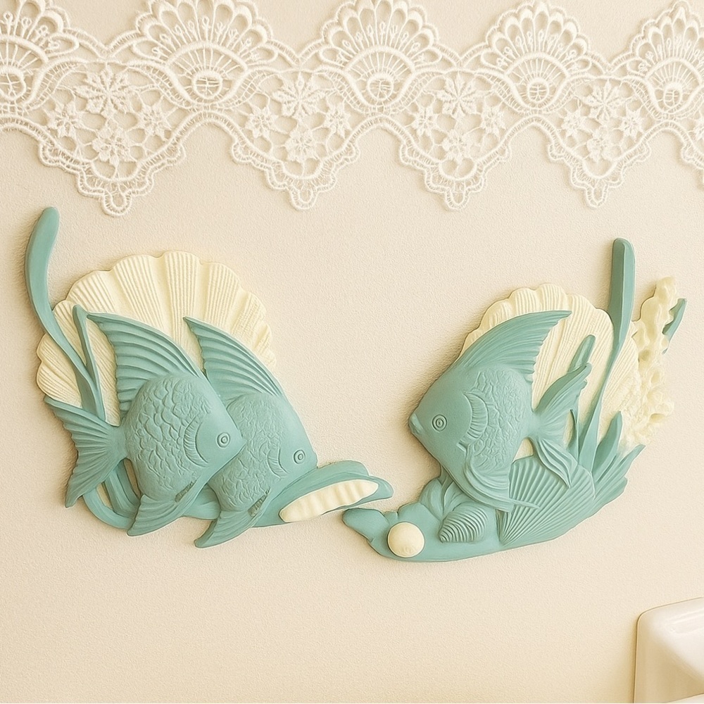 Vintage Burwood Set of Two Fish Wall Decor Plaques